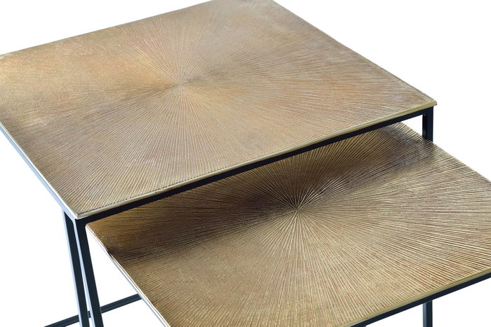 Giner Y Colomer Lote de 2 Mesas Centro Nido Metal Bronce Negro 56x55x55cm